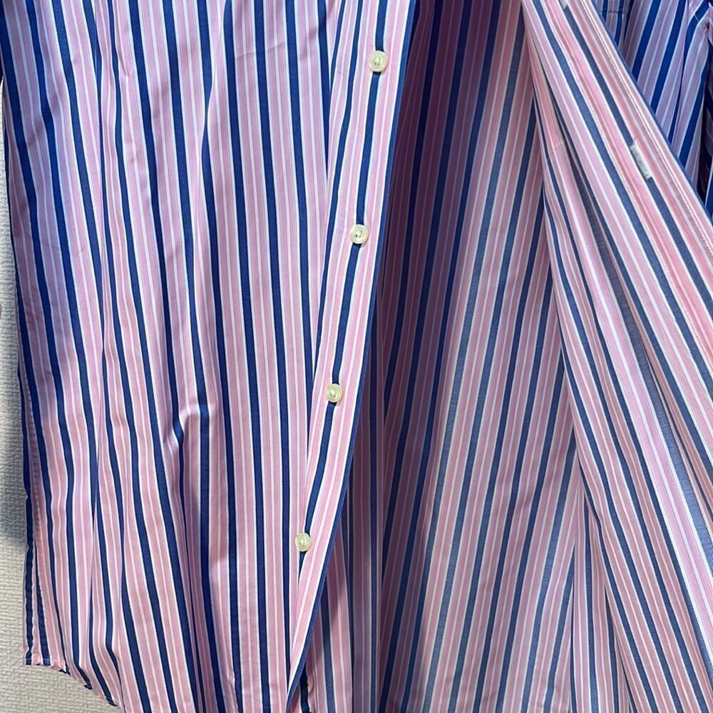 EUC Men's Striped Shirt - Pink and Blue - Picture 5 of 12
